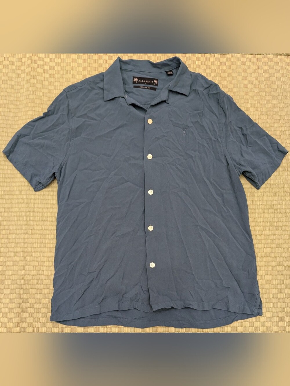 Allsaints Venice SS Shirt Blue Men's Size Medium